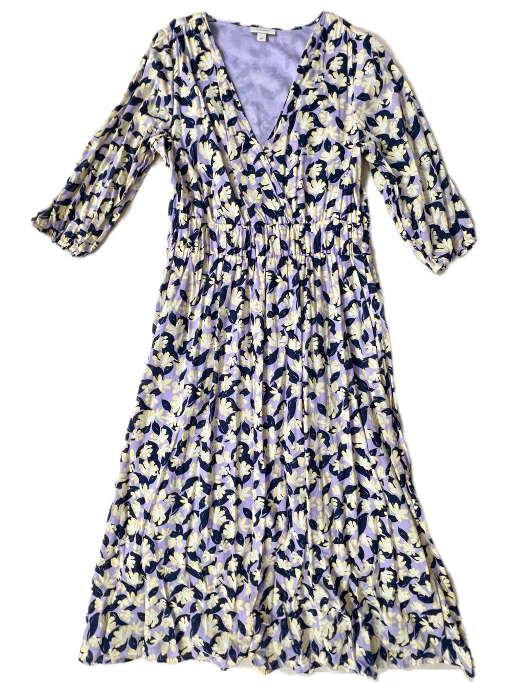 On 34th 100% cotton lavender floral 3/4 sleeve maxi dress US women’s large EUC